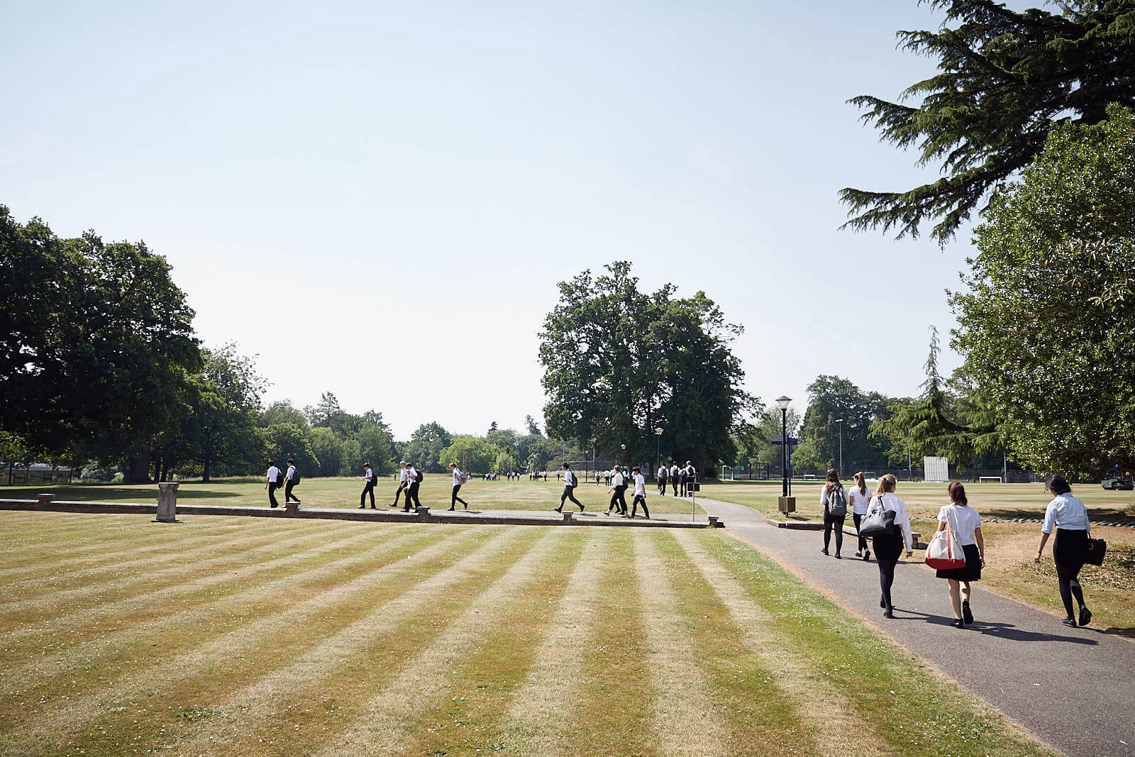 Students walking in the school park