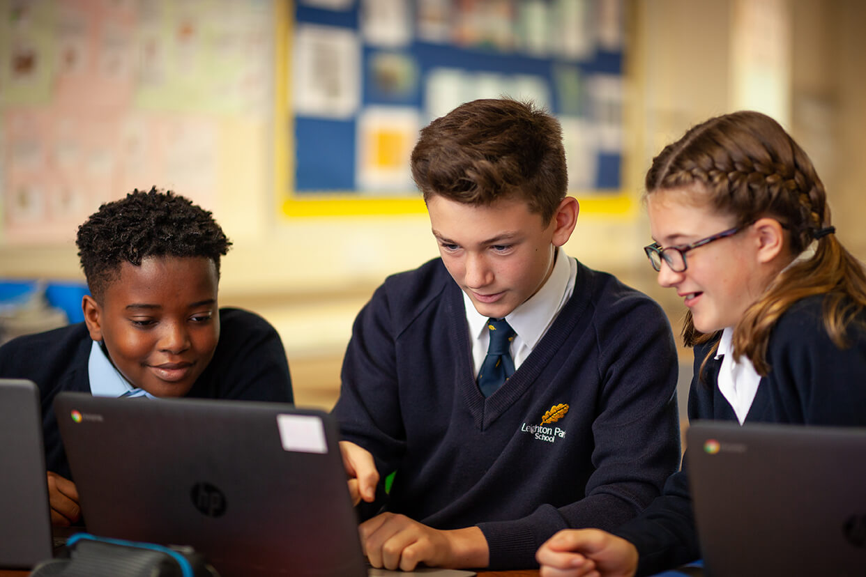 Student working on the computers