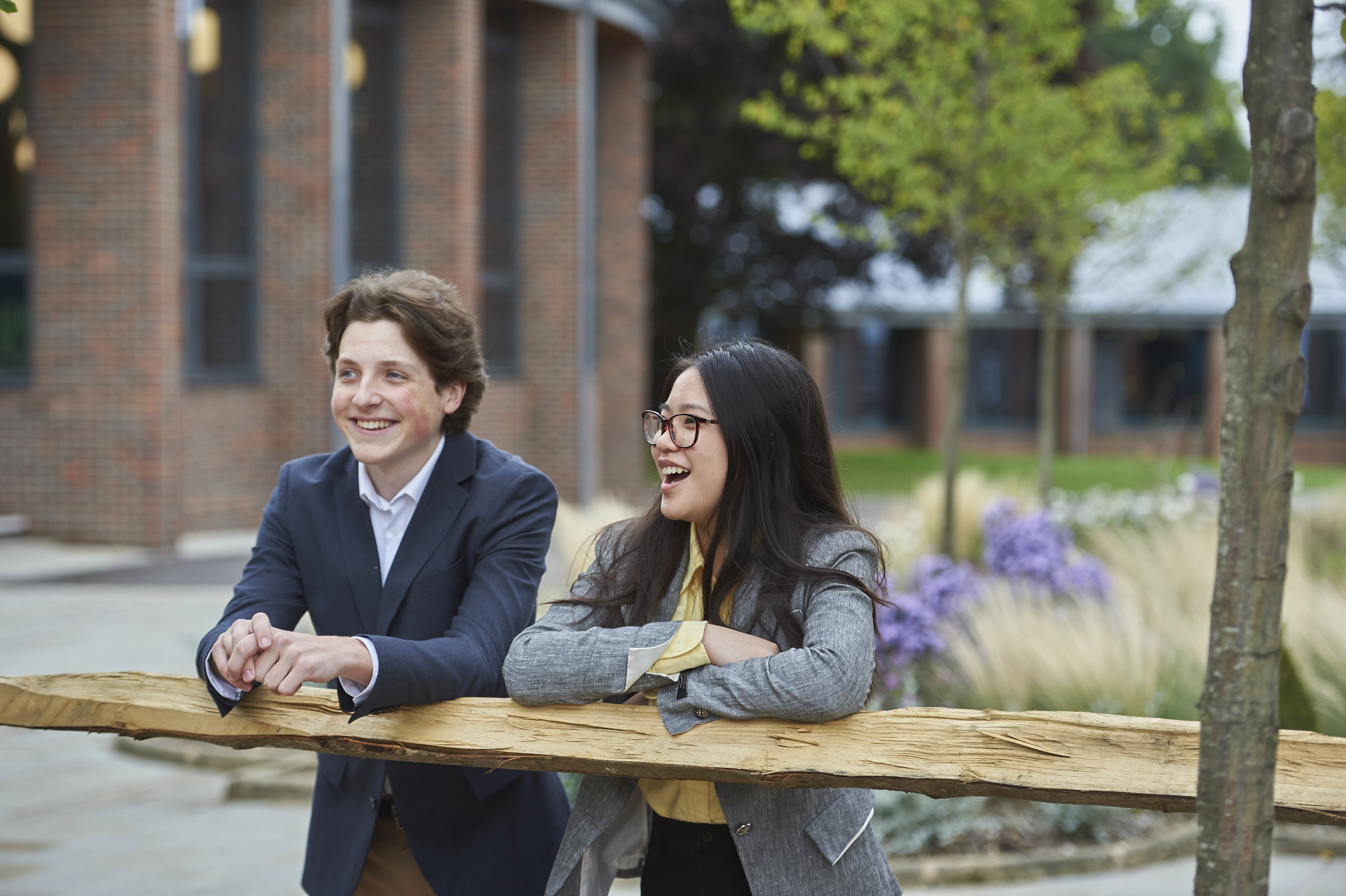 Students outside in the Leighton grounds