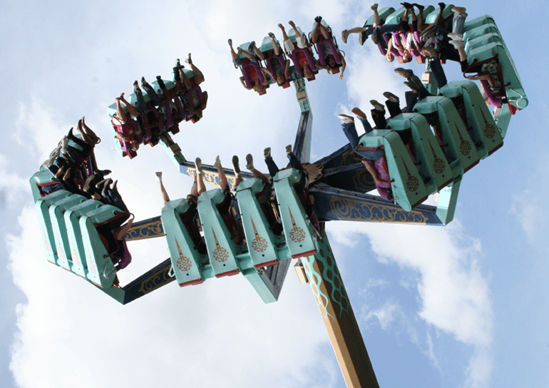 Leighton Park students on a rollercoaster at Thorpe Park