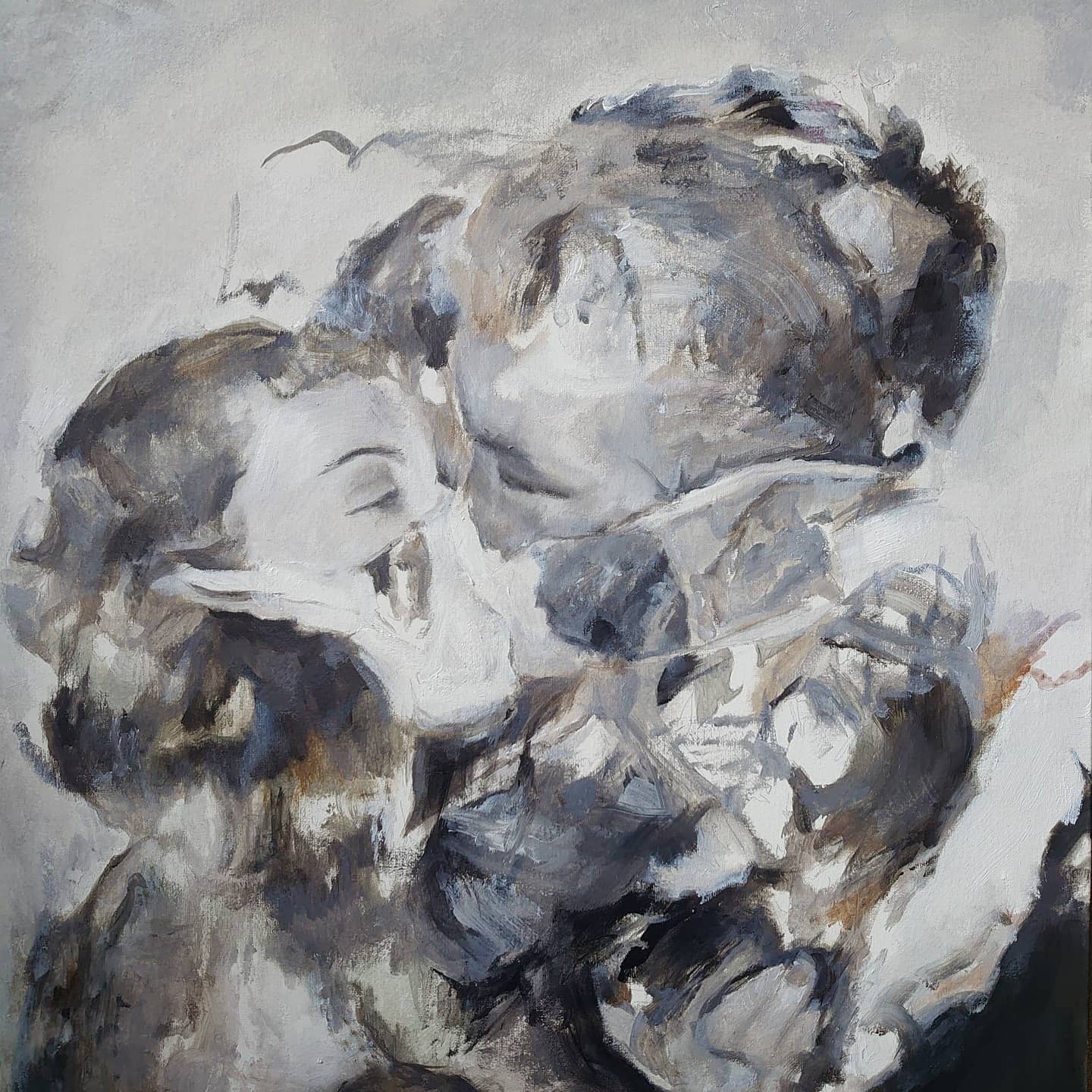 Abstract painting of couple kissing by Ella Shepard