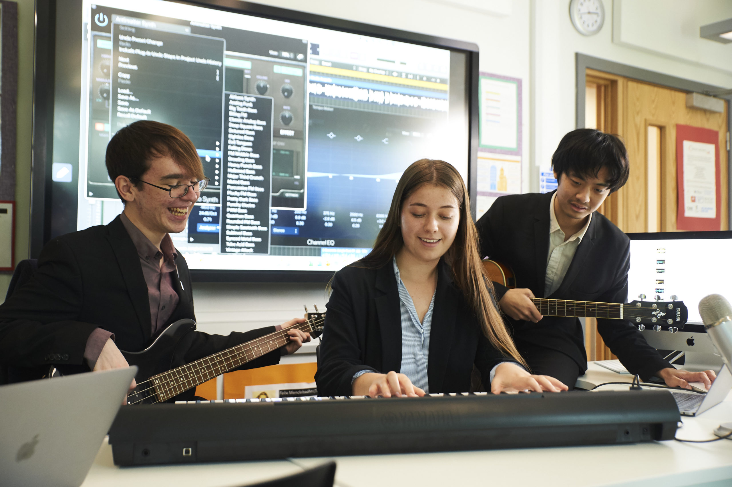 Students playing instruments