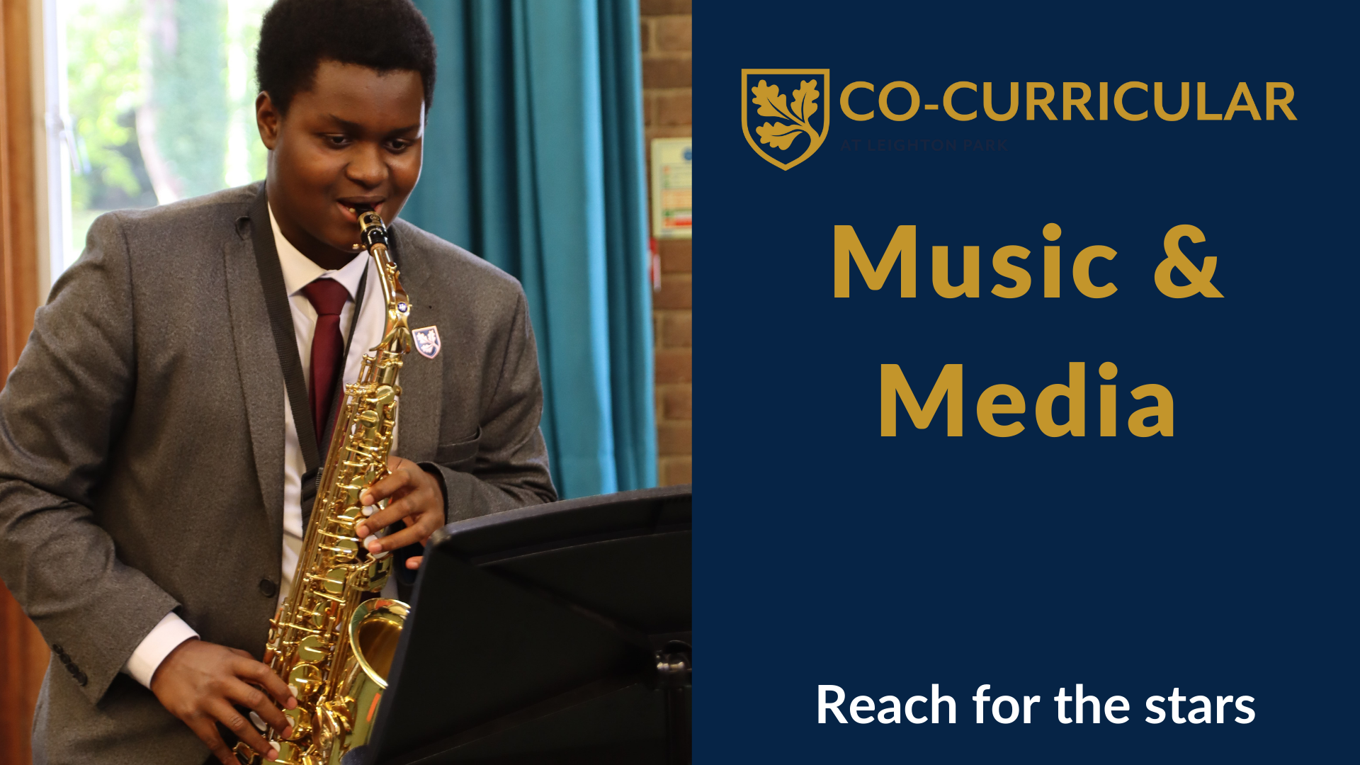 Student playing saxophone