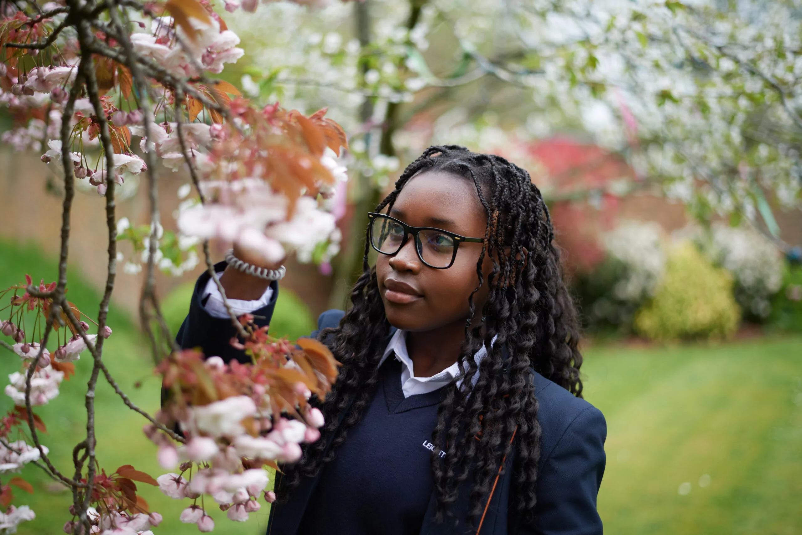 Girl and blossom tree